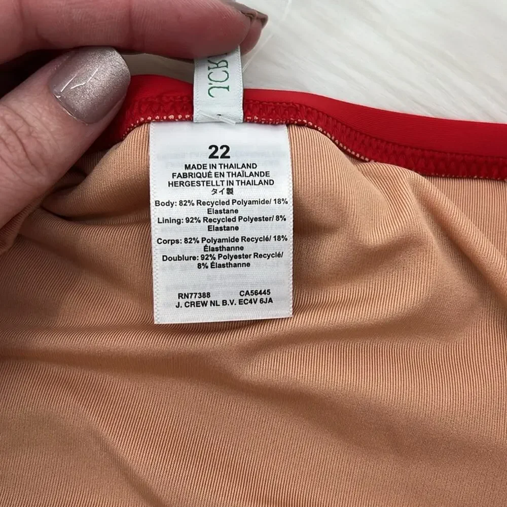 J.Crew Women's Ruched Bandeau One-Piece Swimsuit - Red - 22 - New with tags